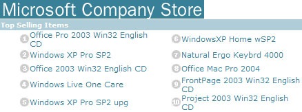 20071109MicrosoftCompanyStoreTopSellingItems